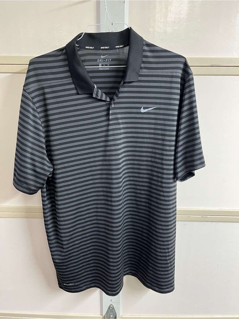 Nike Black & Charcoal Stripe Dri-FIT Polo